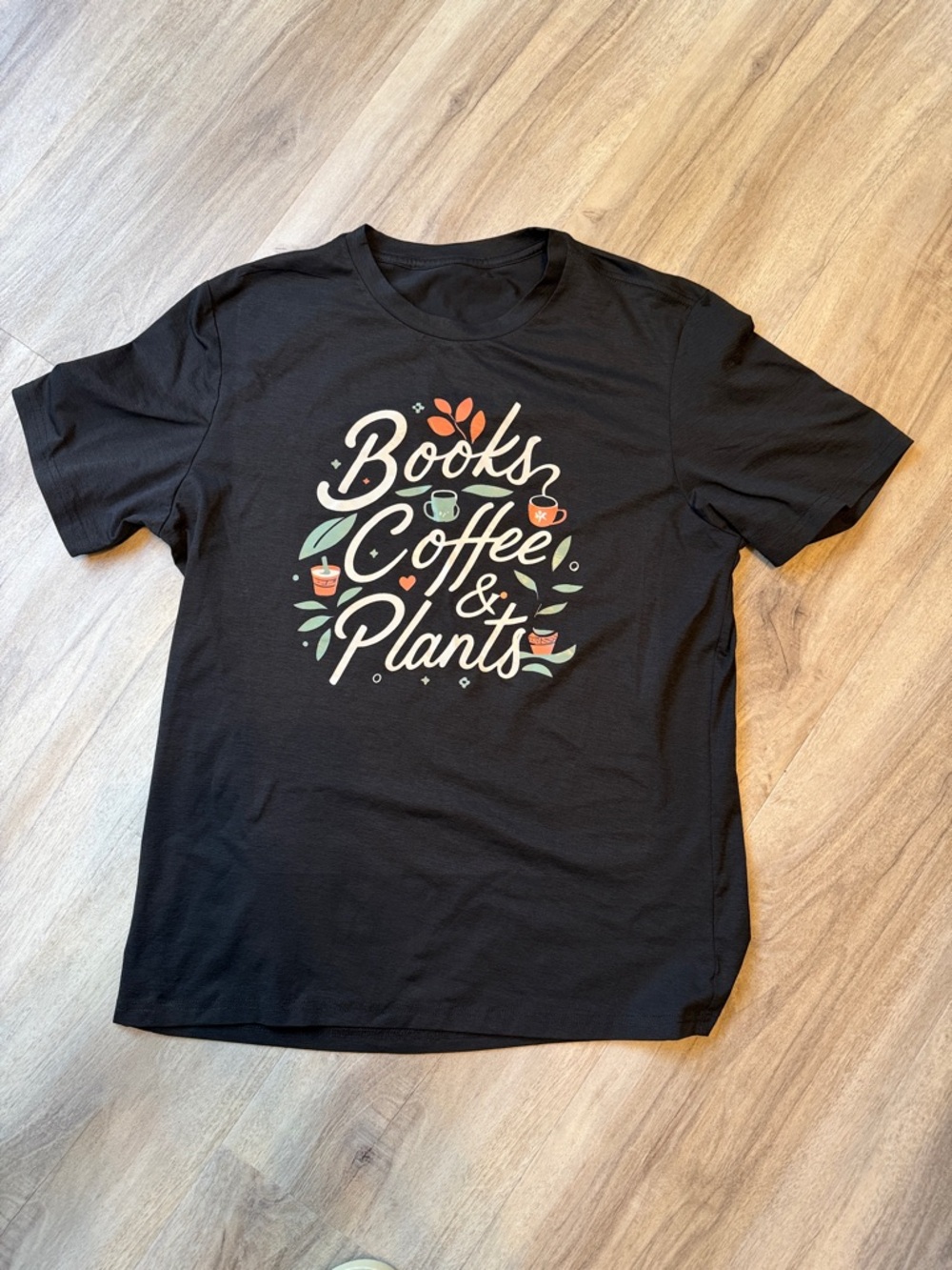 Books Coffee & Plants Short Sleeve Graphic Tee - Black